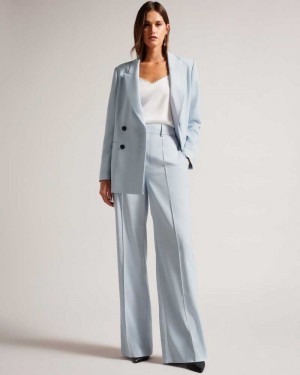 Baby Blue Ted Baker Hildiat High Waisted Wide Leg Trousers | ZA0001528