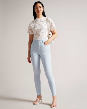 Baby Blue Ted Baker Sophaa Skinny Fit Sateen Jeans | ZA0000677