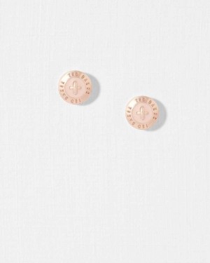 Baby Pink Ted Baker Eisley Enamel Button Stud Earrings | ZA0001961