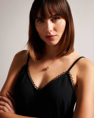 Black Ted Baker Andreno Strappy Cami With Looped Trims | ZA0001375