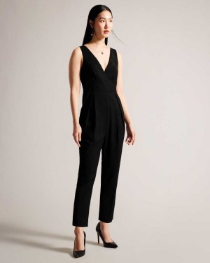 Black Ted Baker Bettsee Tailored Sleeveless Jumpsuit | ZA0001498