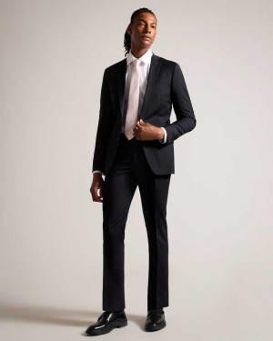 Black Ted Baker Blaisur Black Wool Blend Suit | ZA0001124