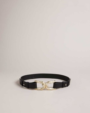 Black Ted Baker Chelt Twisted Buckle Belt | ZA0001791