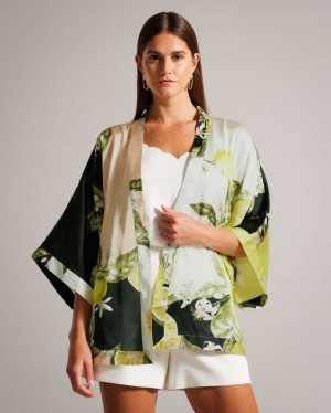 Black Ted Baker Denissy Lemon Print Kimono | ZA0001214