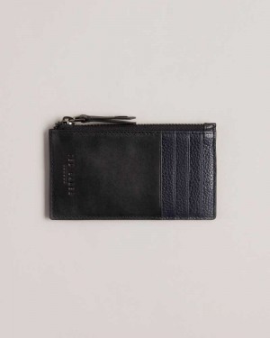 Black Ted Baker Fineas Waxy Leather Card Holder | ZA0000360