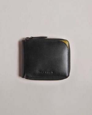 Black Ted Baker Finnie Corner Detail Zip Around Wallet | ZA0000486