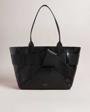 Black Ted Baker Jimma PU Large Tote Bag | ZA0000455