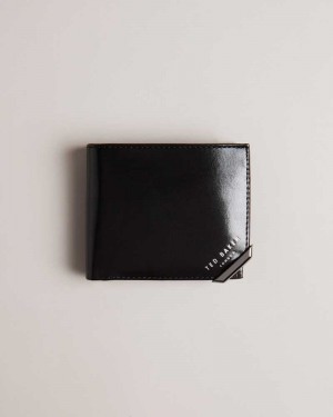 Black Ted Baker Kornerr Metal Corner Bifold Coin Wallet | ZA0000491