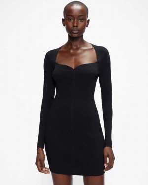 Black Ted Baker Mmeggi Sweetheart neckline knit dress | ZA0000251