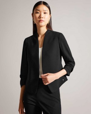 Black Ted Baker Popy Cropped Jacket | ZA0000635