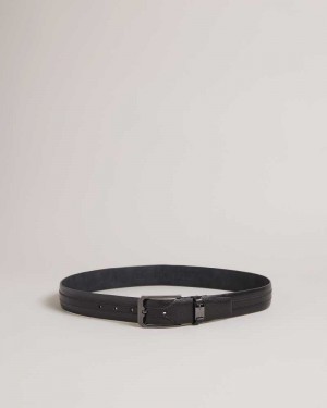 Black Ted Baker Siymon Mixed Texture Leather Belt | ZA0001743