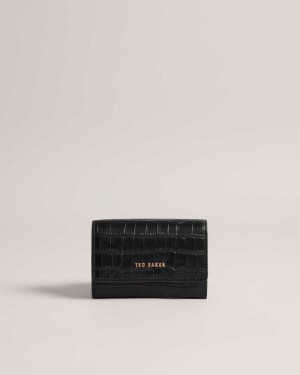 Black Ted Baker Sten Leather Imitation Croc Purse | ZA0000402