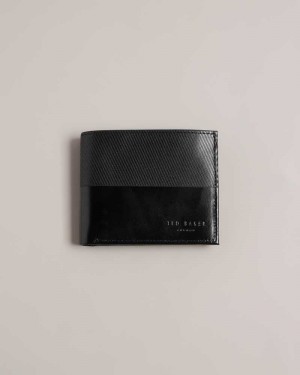 Black Ted Baker Tenary Laser Etched Stripe Bifold Wallet | ZA0000485