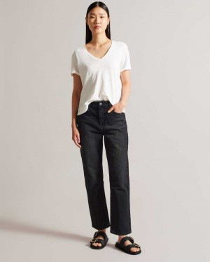 Black Ted Baker Tisola Straight Leg Jeans | ZA0000670