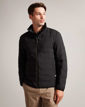 Black Ted Baker Tucson Slim Quilt Puffer Jacket | ZA0000606