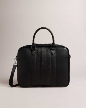 Black Ted Baker Waymon House Check PU Document Bag | ZA0000320