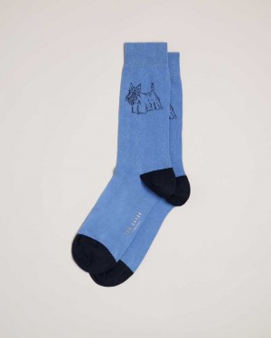 Blue Ted Baker Dogsock Scottie Dog Print Socks | ZA0002080