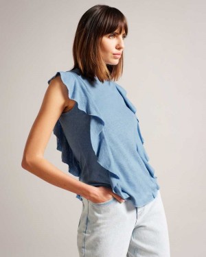 Blue Ted Baker Kathley Frill Vest Top | ZA0001421