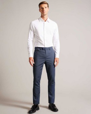 Blue Ted Baker Kinner Slim Fit Textured Trousers | ZA0001099