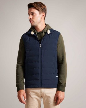 Blue Ted Baker Newwark Padded Funnel Neck Gilet | ZA0000653