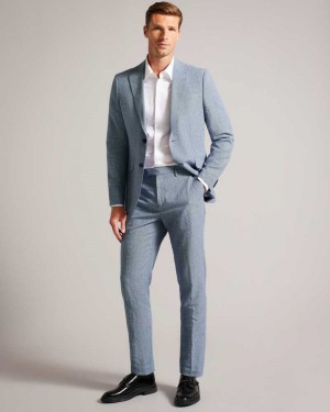 Blue Ted Baker Scopet Slim Puppytooth Trousers | ZA0001095