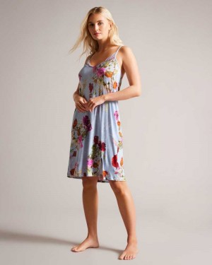 Blue Ted Baker Stepfy Midi Floral Slip | ZA0000801