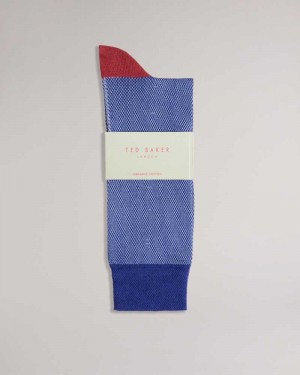 Blue Ted Baker Tedtext Semi Plain Socks | ZA0002064