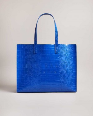 Bright Blue Ted Baker Allicon Mock Croc Icon Tote Bag | ZA0000459