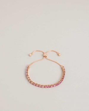 Bright Pink Ted Baker Melrah Crystal Drawstring Bracelet | ZA0001888