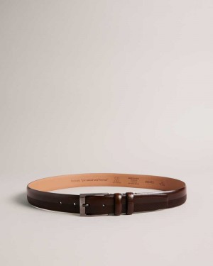 Brown Chocolate Ted Baker Harvii Etched Leather Belt | ZA0001742