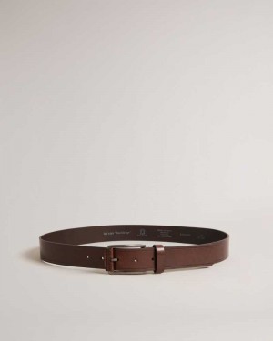 Brown Chocolate Ted Baker Linded Embossed Leather Belt | ZA0001767