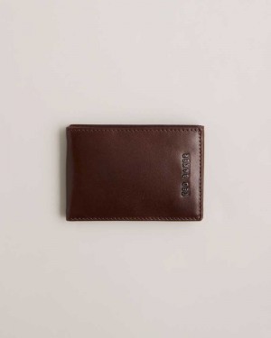 Brown Chocolate Ted Baker Sammey Folded Leather Card Holder | ZA0000344