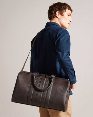 Brown Chocolate Ted Baker Waylin House Check PU Holdall | ZA0000536