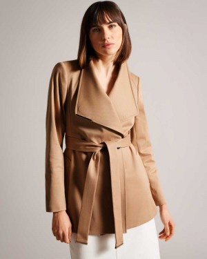 Brown Tan Ted Baker Rosiaas Short Wrap Trench Coat | ZA0000556