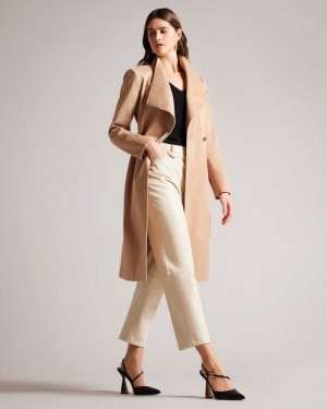 Brown Tan Ted Baker Rosina Midi Length Wrap Trench Coat | ZA0000586