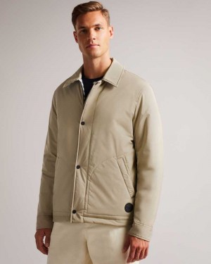 Brown Tan Ted Baker Talacre Showerproof Wadded Coach Jacket | ZA0000609