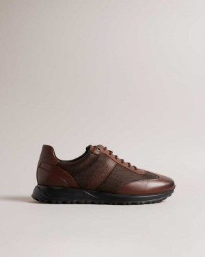 Brown Ted Baker Marckus Leather Light Sole Sneakers | ZA0001710