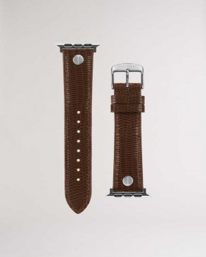 Brown Ted Baker Tether Brown Leather Apple Watch Strap | ZA0002083