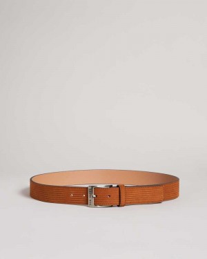 Brown Ted Baker Tible Corduroy Suede Belt | ZA0001794