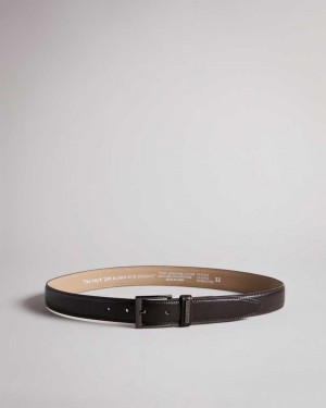 Chocolate Ted Baker Lizwiz Leather Keeper Plate Belt | ZA0001771