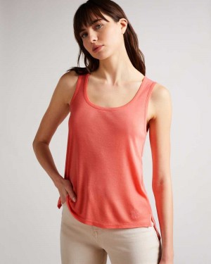 Coral Ted Baker Derien Easy Fit Jersey Tank | ZA0001281