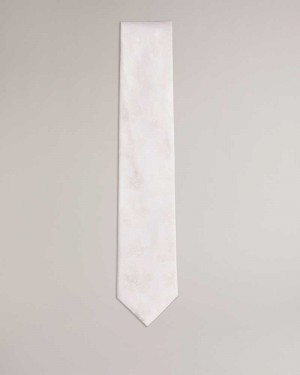 Cream Ted Baker Berel Magnolia Jacquard Tie | ZA0002171