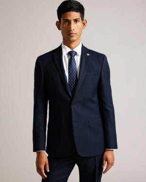 Dark Blue Ted Baker Andessj Pure Wool Slim Fit Suit Jacket | ZA0001118