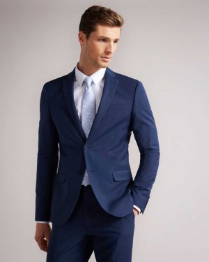 Dark Blue Ted Baker Sinjjs Slim Fit Plain Suit Jacket | ZA0001090