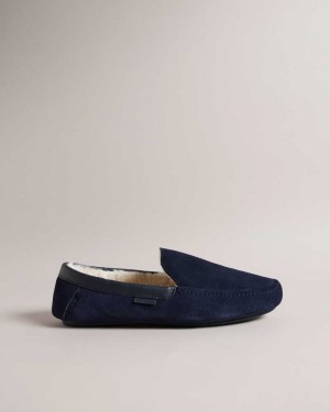 Dark Blue Ted Baker Vallant Moccasin Slippers | ZA0001701