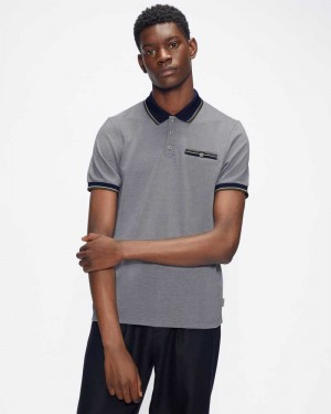 Dark Navy Ted Baker Chipa Short Sleeve Polo Shirt | ZA0000927