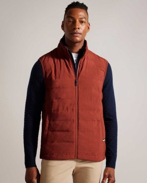 Dark Orange Ted Baker Newwark Padded Funnel Neck Gilet | ZA0000640