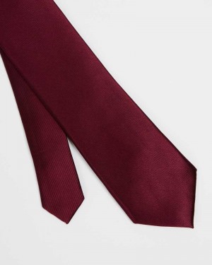 Dark Red Ted Baker Blula Twill Silk Tie | ZA0001120