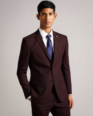 Dark Red Ted Baker Keelsj Slim Fit Wool Blend Suit Jacket | ZA0000624