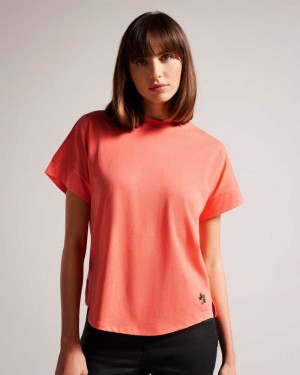 Dusky Pink Ted Baker Erisana Easy Fit Grown Up Sleeve Tee | ZA0001397